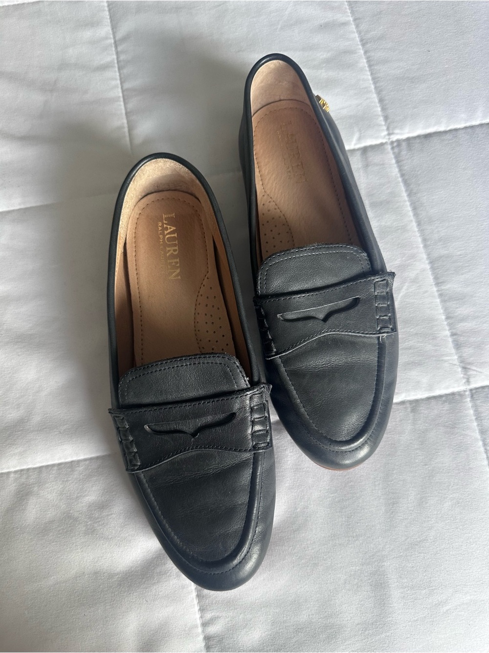 Lauren Ralph Lauren Black Leather Penny Loafers